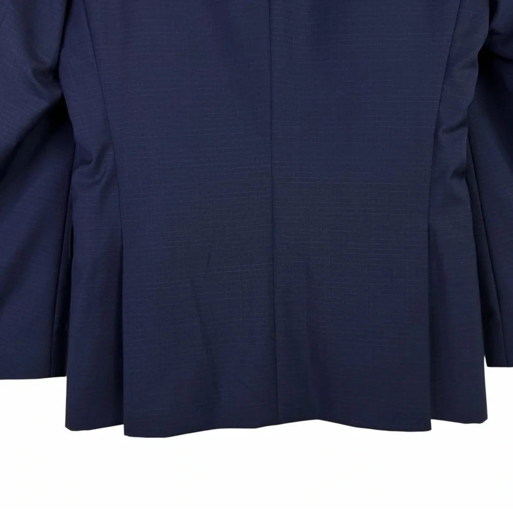 HUGO BOSS Huge4/Genius3 Navy Blue Micro-Check Virgin Wool Suit Jacket Blazer 38R